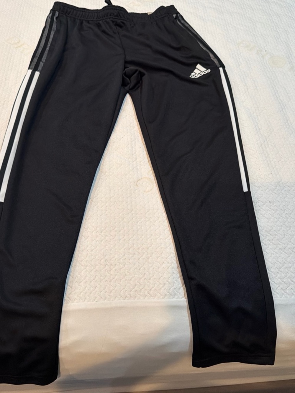 adidas Black Track Pants with White Side Stripes